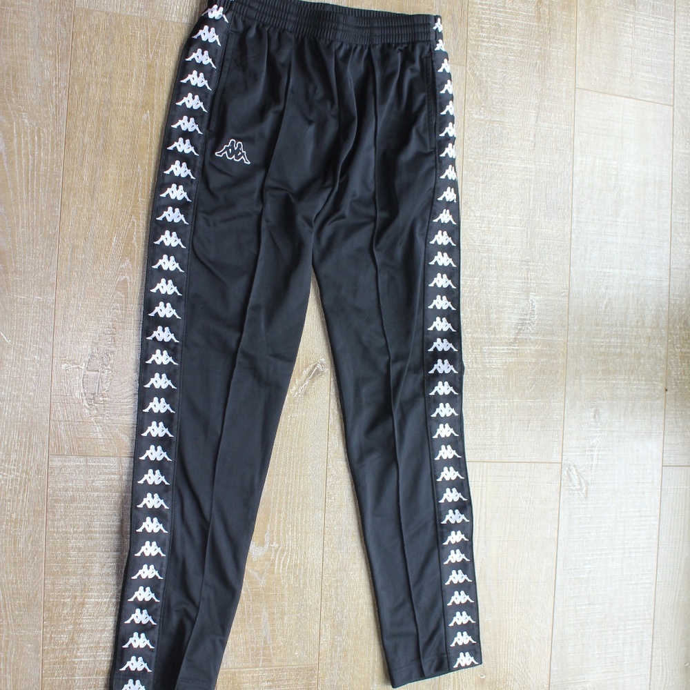 Kappa Pants Mens Medium Black Sweatpants Sports Pants Drawstring Vintage 90s